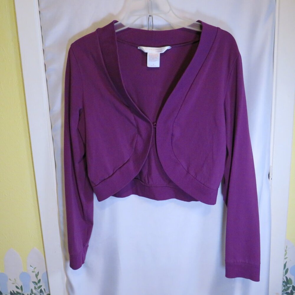 Vintage Gilligan O'Malley Purple 95% Cotton Spandex Bolero Shrug Sweater Size S